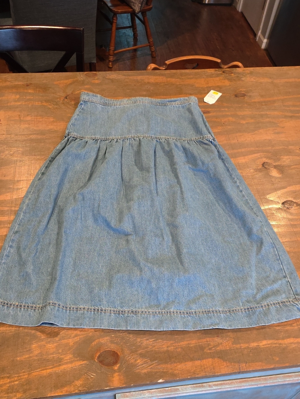 Time and Tru Light Blue Denim A-Line Midi Skirt